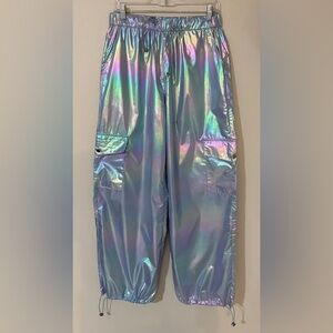 Metallic Holographic Cargo Pants NWOT!! Size L